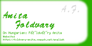 anita foldvary business card